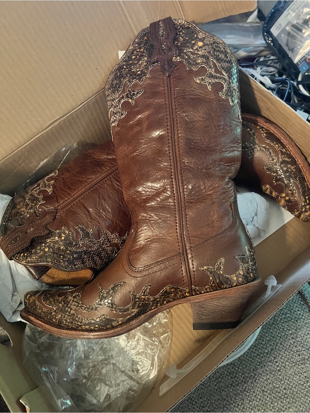 Twisted X Brown Leather Embroidered Western Heeled Boots